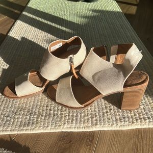 TOMS Majorca Stacked Block Heel Open Toe Ankle Strap Leather Sandals Size 11